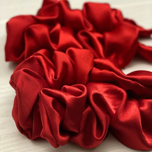 Satin Scrunchie Headbands in Scarlet - Handcrafted - Picture 2 of 6